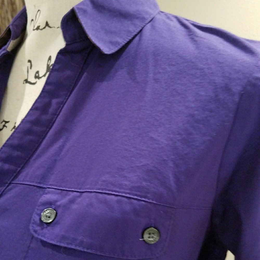 Express  royal purple/leopard print detail shirt - Picture 3 of 7